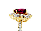 Yellow gold Heart Cut Cut Diamond Floral Halo Pave Band with Prong Setting_5