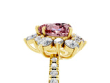 Yellow gold Heart Cut Cut Diamond Floral Halo Pave Band with Prong Setting_5