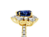 Yellow gold Heart Cut Cut Diamond Floral Halo Pave Band with Prong Setting_5