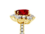 Yellow gold Heart Cut Cut Diamond Floral Halo Pave Band with Prong Setting_5