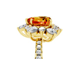 Yellow gold Heart Cut Cut Diamond Floral Halo Pave Band with Prong Setting_5