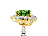Yellow gold Heart Cut Cut Diamond Floral Halo Pave Band with Prong Setting_5