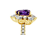 Yellow gold Heart Cut Cut Diamond Floral Halo Pave Band with Prong Setting_5