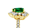 Yellow gold Heart Cut Cut Diamond Floral Halo Pave Band with Prong Setting_5