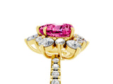 Yellow gold Heart Cut Cut Diamond Floral Halo Pave Band with Prong Setting_5
