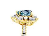 Yellow gold Heart Cut Cut Diamond Floral Halo Pave Band with Prong Setting_5