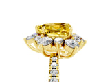 Yellow gold Heart Cut Cut Diamond Floral Halo Pave Band with Prong Setting_5