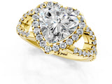Yellow gold Heart Cut Cut Diamond Halo Engagement Ring with Open Split Pavé Band_10