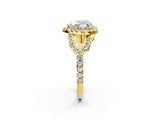 Yellow gold Heart Cut Cut Diamond Halo Engagement Ring with Open Split Pavé Band_11