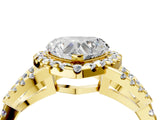 Yellow gold Heart Cut Cut Diamond Halo Engagement Ring with Open Split Pavé Band_13