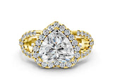 Yellow gold Heart Cut Cut Diamond Halo Engagement Ring with Open Split Pavé Band_9