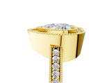 Yellow gold Heart Cut-Cut Diamond Halo Engagement Ring with Pave Band and Prong Setting_14