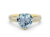 Yellow gold Heart Cut Cut Diamond Milgrain Marquise Band with Prong Setting