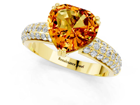 Yellow gold Heart Cut Cut Diamond Milgrain Marquise Band with Prong Setting_1