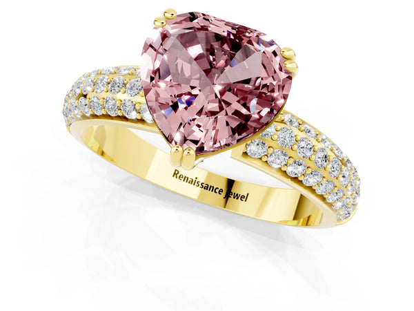 Yellow gold Heart Cut Cut Diamond Milgrain Marquise Band with Prong Setting