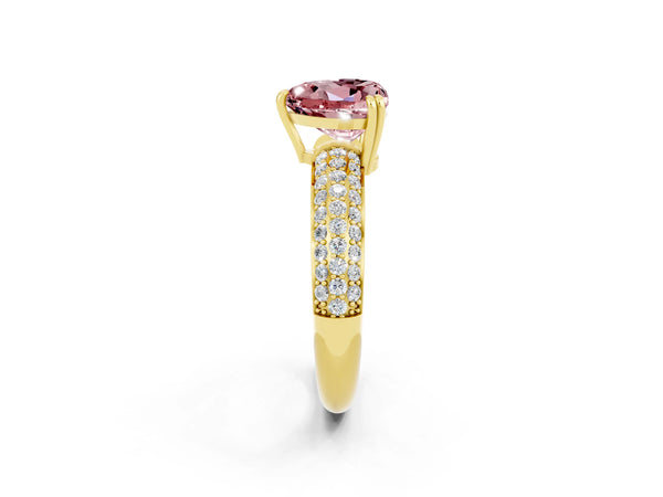 Yellow gold Heart Cut Cut Diamond Milgrain Marquise Band with Prong Setting