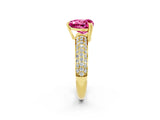 Yellow gold Heart Cut Cut Diamond Milgrain Marquise Band with Prong Setting_2