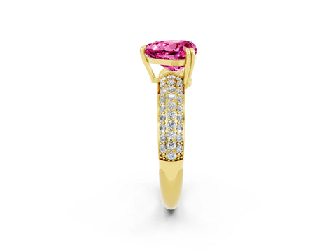 Yellow gold Heart Cut Cut Diamond Milgrain Marquise Band with Prong Setting_2