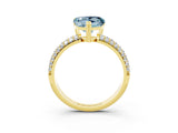 Yellow gold Heart Cut Cut Diamond Milgrain Marquise Band with Prong Setting_3