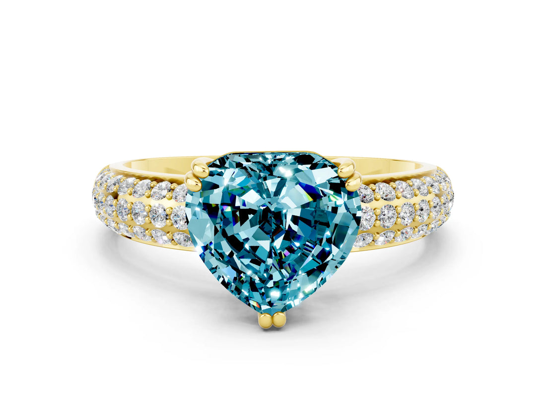 Yellow gold Heart Cut Cut Diamond Milgrain Marquise Band with Prong Setting