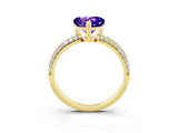 Yellow gold Heart Cut Cut Diamond Milgrain Marquise Band with Prong Setting_3