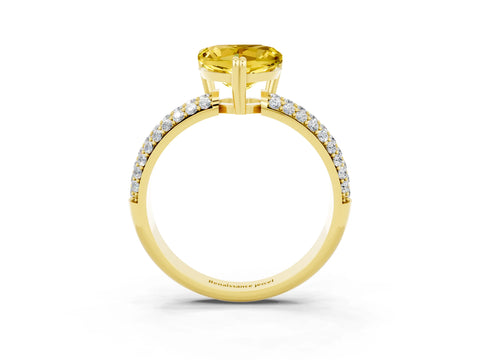 Yellow gold Heart Cut Cut Diamond Milgrain Marquise Band with Prong Setting_3