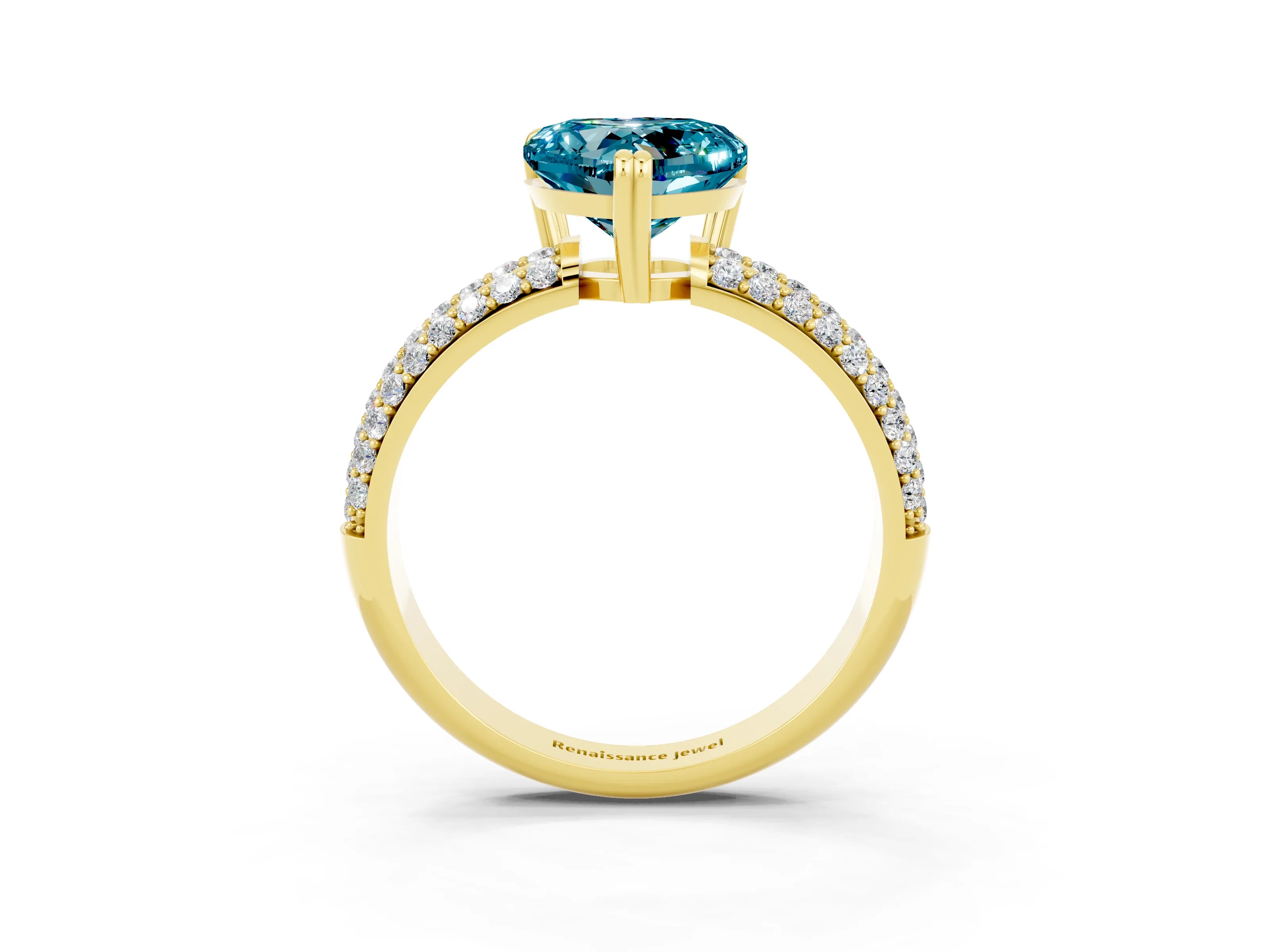 Yellow gold Heart Cut Cut Diamond Milgrain Marquise Band with Prong Setting_3