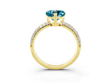 Yellow gold Heart Cut Cut Diamond Milgrain Marquise Band with Prong Setting_3
