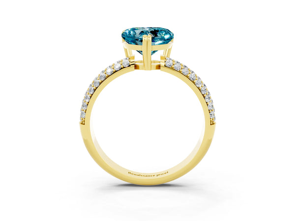 Yellow gold Heart Cut Cut Diamond Milgrain Marquise Band with Prong Setting