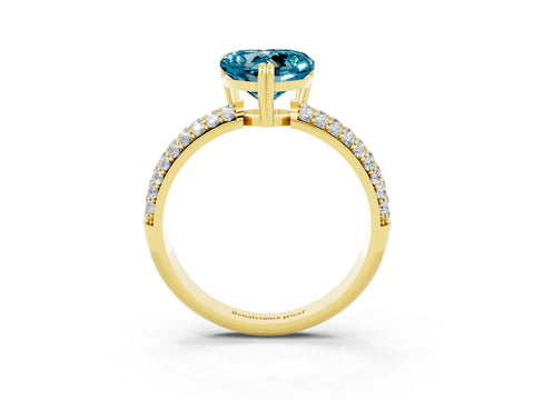 Yellow gold Heart Cut Cut Diamond Milgrain Marquise Band with Prong Setting_3