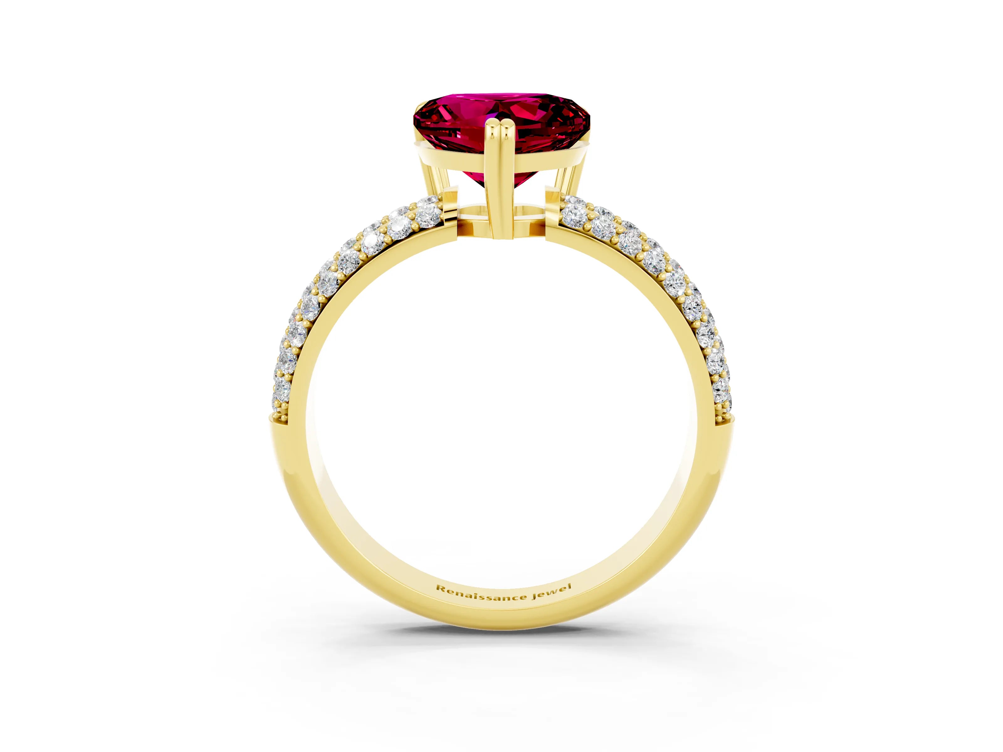 Yellow gold Heart Cut Cut Diamond Milgrain Marquise Band with Prong Setting_3