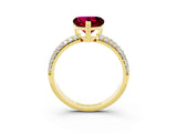 Yellow gold Heart Cut Cut Diamond Milgrain Marquise Band with Prong Setting_3