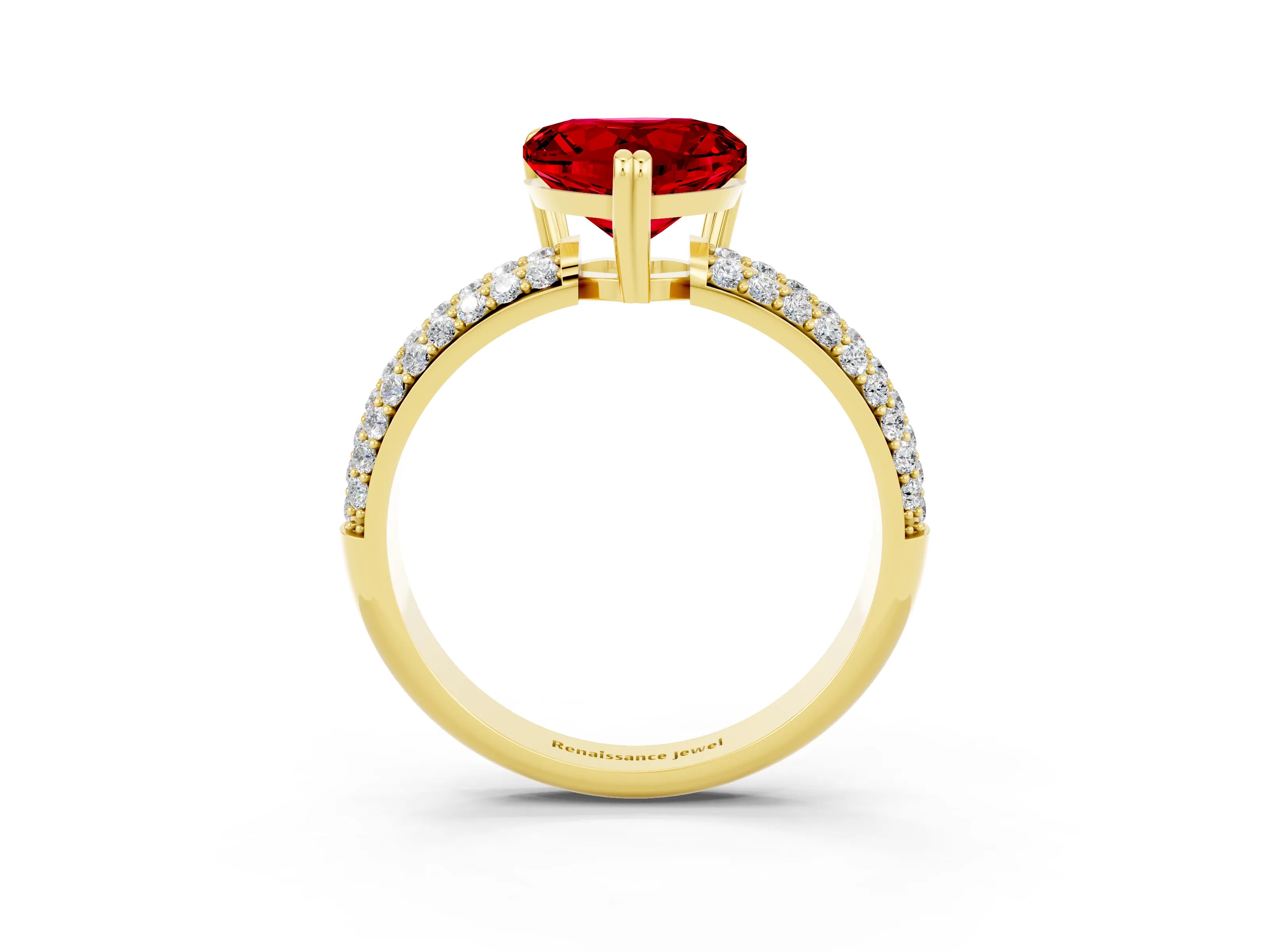 Yellow gold Heart Cut Cut Diamond Milgrain Marquise Band with Prong Setting_3