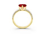 Yellow gold Heart Cut Cut Diamond Milgrain Marquise Band with Prong Setting_3