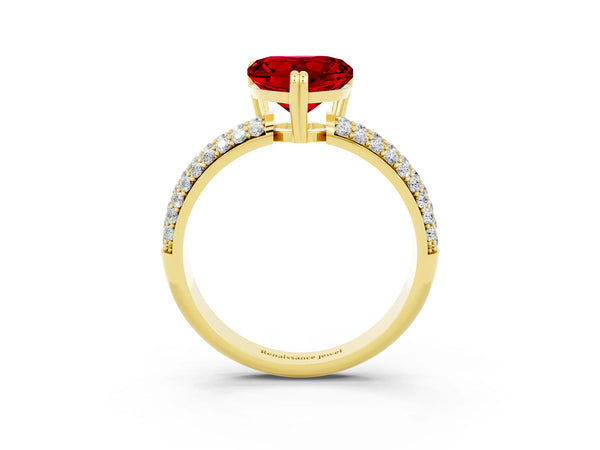 Yellow gold Heart Cut Cut Diamond Milgrain Marquise Band with Prong Setting