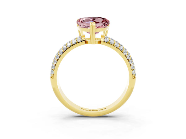 Yellow gold Heart Cut Cut Diamond Milgrain Marquise Band with Prong Setting