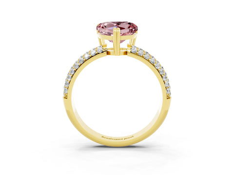 Yellow gold Heart Cut Cut Diamond Milgrain Marquise Band with Prong Setting_3