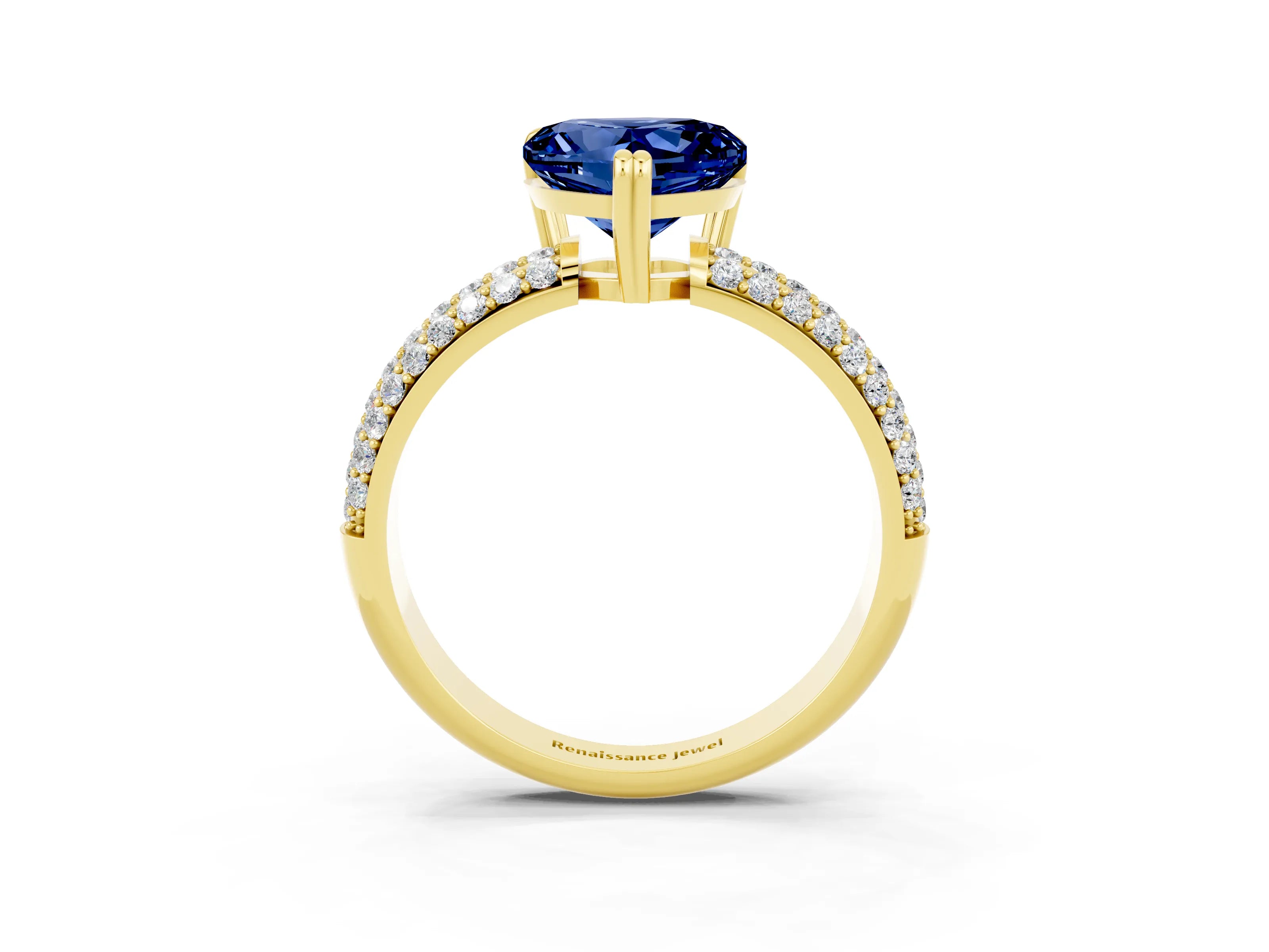 Yellow gold Heart Cut Cut Diamond Milgrain Marquise Band with Prong Setting_3