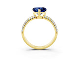 Yellow gold Heart Cut Cut Diamond Milgrain Marquise Band with Prong Setting_3