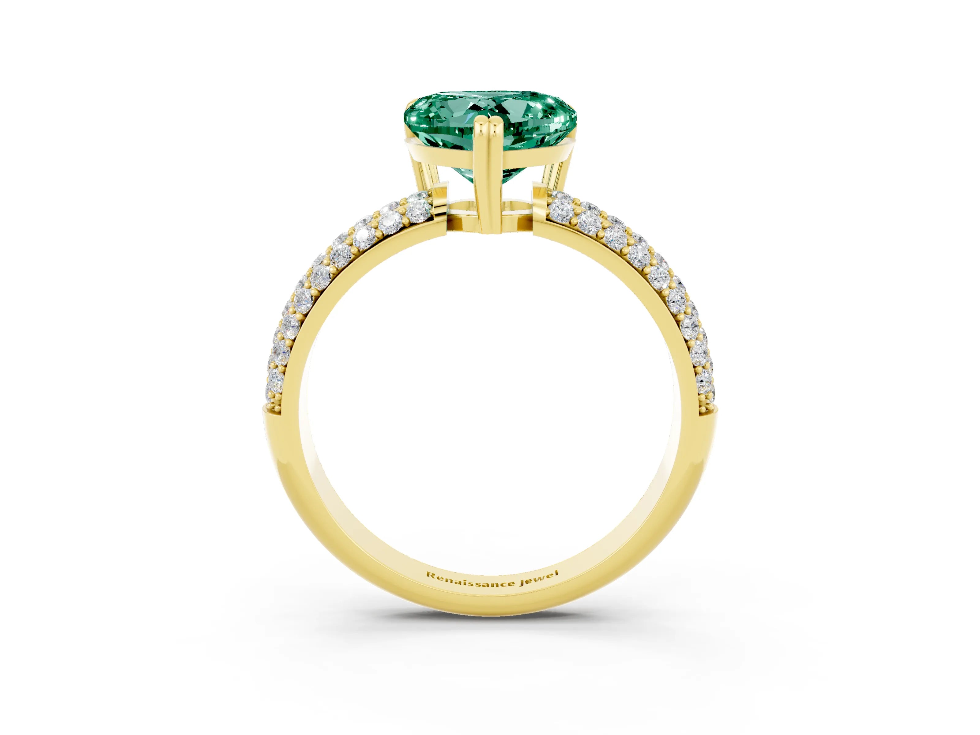 Yellow gold Heart Cut Cut Diamond Milgrain Marquise Band with Prong Setting_3