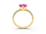 Yellow gold Heart Cut Cut Diamond Milgrain Marquise Band with Prong Setting_3