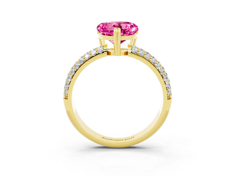 Yellow gold Heart Cut Cut Diamond Milgrain Marquise Band with Prong Setting_3