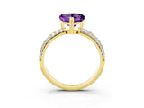 Yellow gold Heart Cut Cut Diamond Milgrain Marquise Band with Prong Setting_3