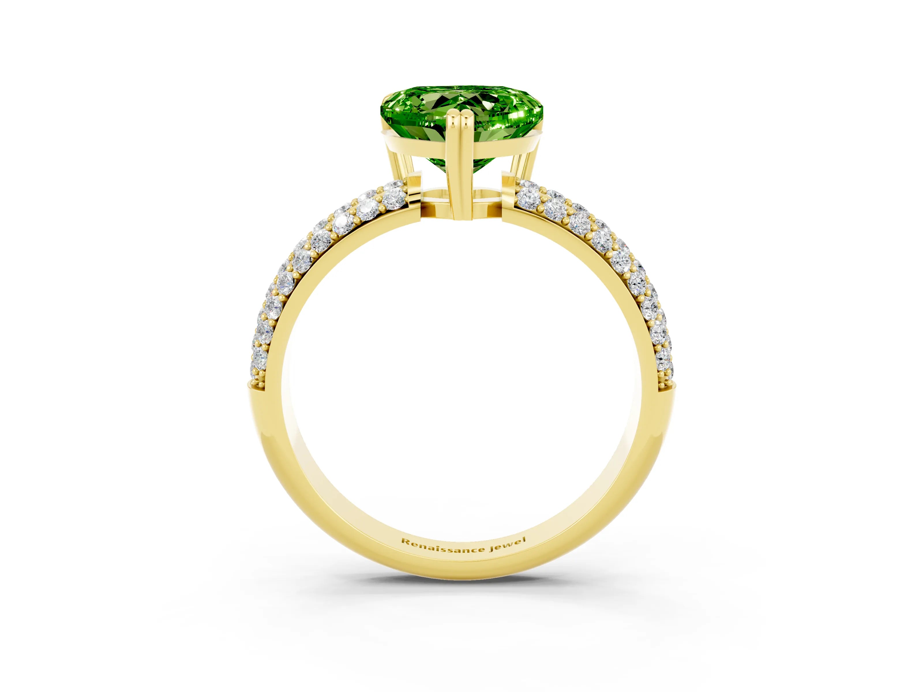 Yellow gold Heart Cut Cut Diamond Milgrain Marquise Band with Prong Setting_3