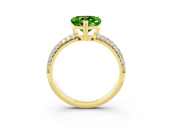 Yellow gold Heart Cut Cut Diamond Milgrain Marquise Band with Prong Setting