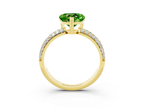 Yellow gold Heart Cut Cut Diamond Milgrain Marquise Band with Prong Setting_3