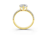 Yellow gold Heart Cut Cut Diamond Milgrain Marquise Band with Prong Setting_3