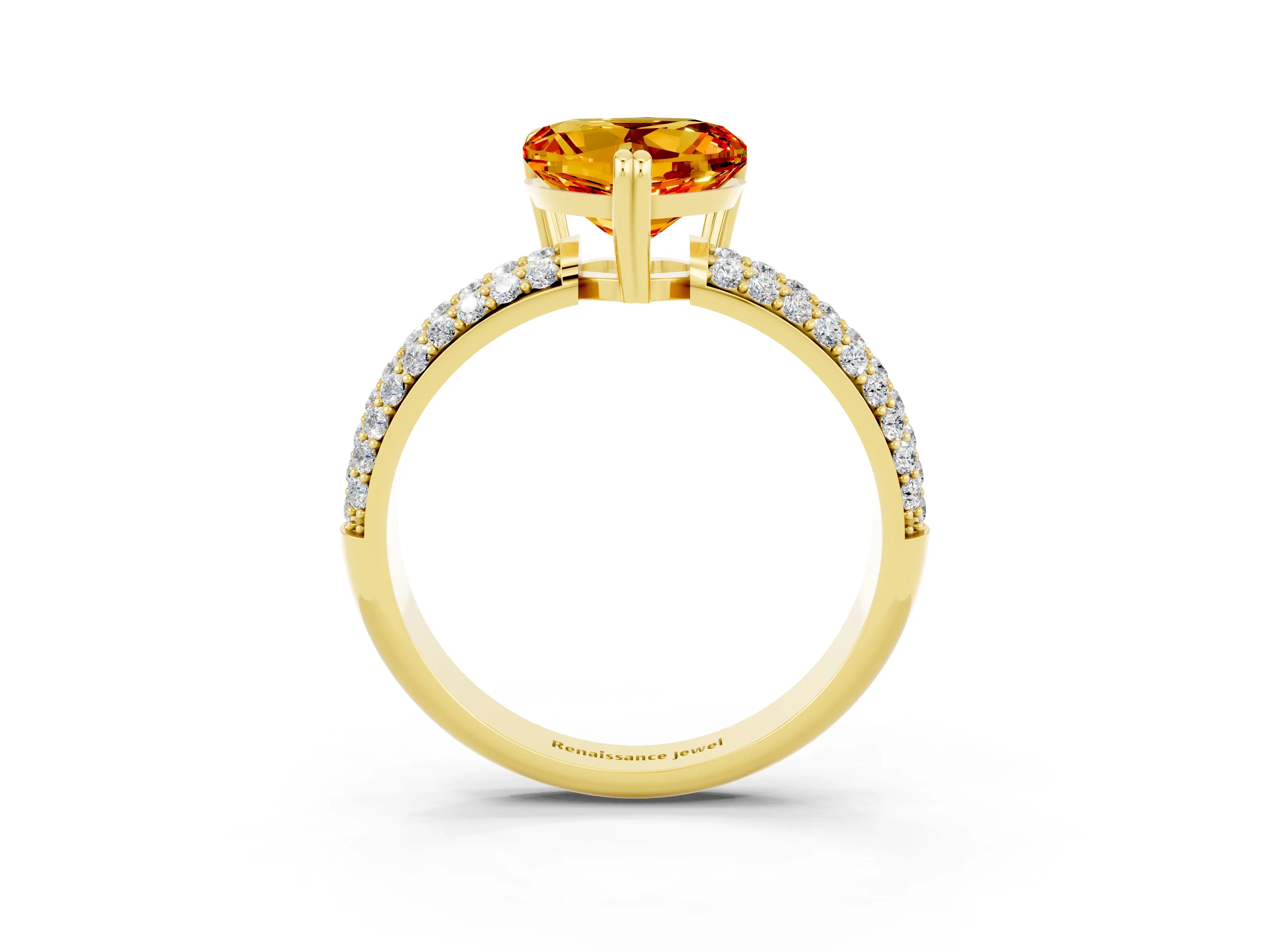 Yellow gold Heart Cut Cut Diamond Milgrain Marquise Band with Prong Setting_3