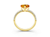 Yellow gold Heart Cut Cut Diamond Milgrain Marquise Band with Prong Setting_3