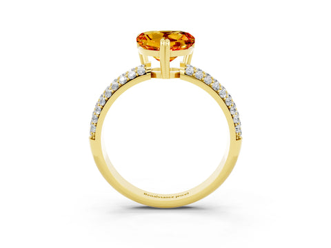 Yellow gold Heart Cut Cut Diamond Milgrain Marquise Band with Prong Setting_3